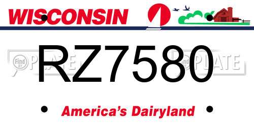 RZ7580 Wisconsin License Plate