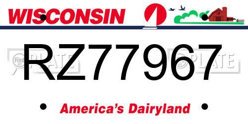 RZ77967 Wisconsin License Plate