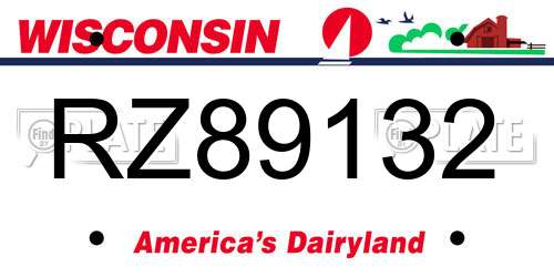 RZ89132 Wisconsin License Plate