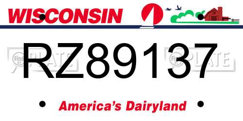 RZ89137 Wisconsin License Plate