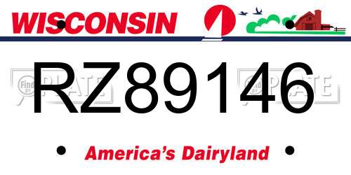 RZ89146 Wisconsin License Plate