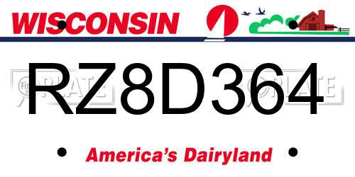 RZ8D364 Wisconsin License Plate