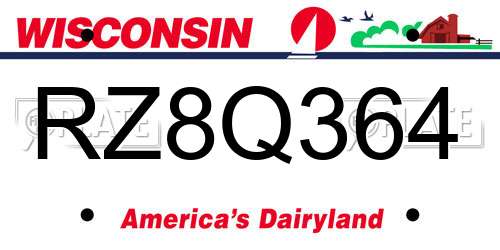 RZ8Q364 Wisconsin License Plate