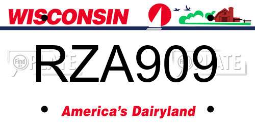 RZA909 Wisconsin License Plate