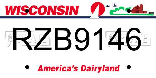 RZB9146 Wisconsin License Plate