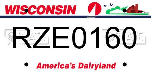 RZE0160 Wisconsin License Plate