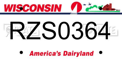 RZS0364 Wisconsin License Plate