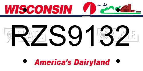 RZS9132 Wisconsin License Plate