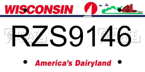 RZS9146 Wisconsin License Plate