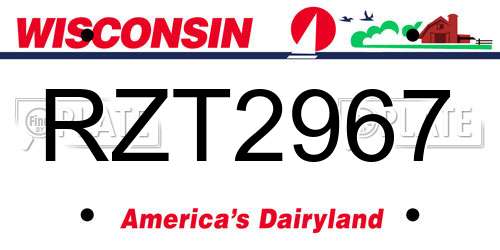 RZT2967 Wisconsin License Plate