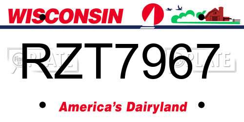 RZT7967 Wisconsin License Plate