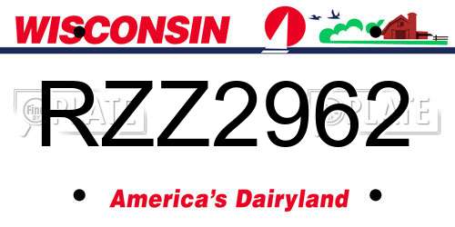 RZZ2962 Wisconsin License Plate