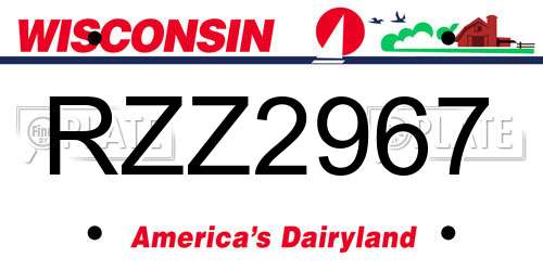 RZZ2967 Wisconsin License Plate