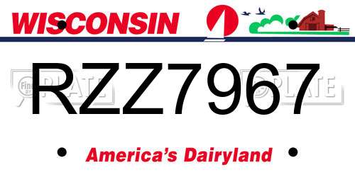 RZZ7967 Wisconsin License Plate