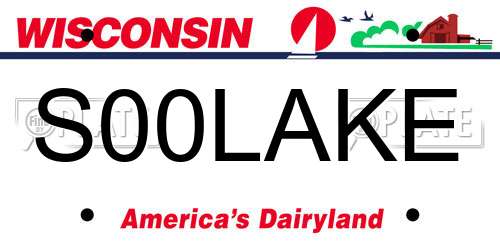 S00LAKE Wisconsin License Plate