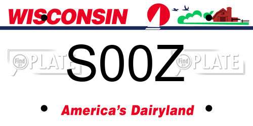S00Z Wisconsin License Plate