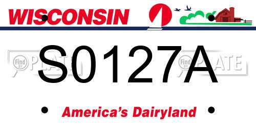 S0127A Wisconsin License Plate