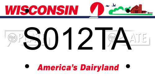 S012TA Wisconsin License Plate