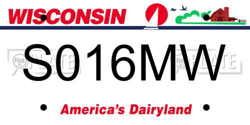 S016MW Wisconsin License Plate
