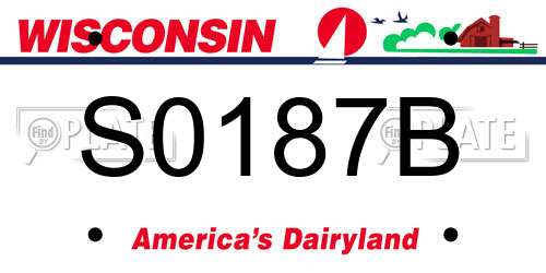 S0187B Wisconsin License Plate