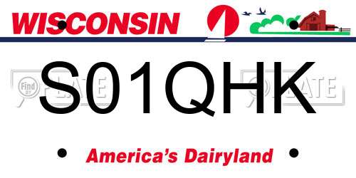 S01QHK Wisconsin License Plate