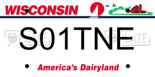 S01TNE Wisconsin License Plate