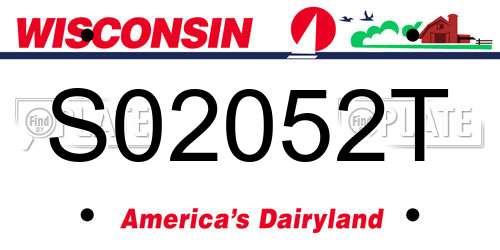 S02052T Wisconsin License Plate