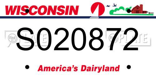 S020872 Wisconsin License Plate