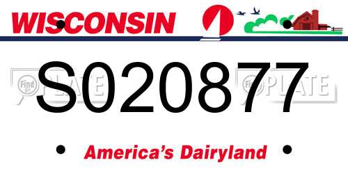 S020877 Wisconsin License Plate