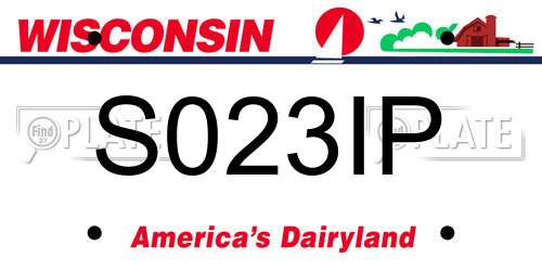 S023IP Wisconsin License Plate