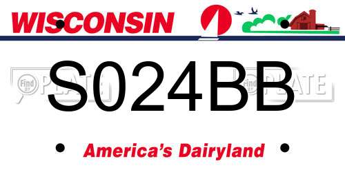 S024BB Wisconsin License Plate