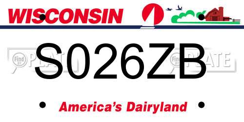 S026ZB Wisconsin License Plate
