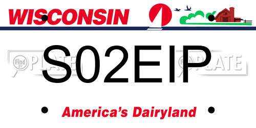 S02EIP Wisconsin License Plate