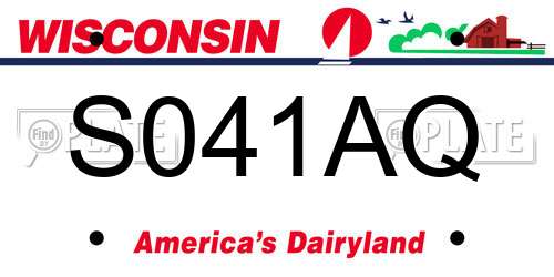 S041AQ Wisconsin License Plate