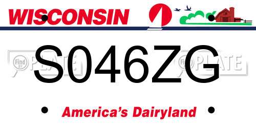 S046ZG Wisconsin License Plate