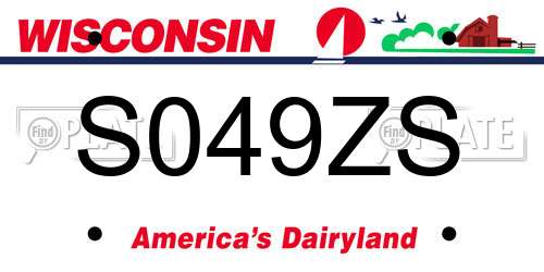 S049ZS Wisconsin License Plate