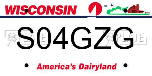 S04GZG Wisconsin License Plate