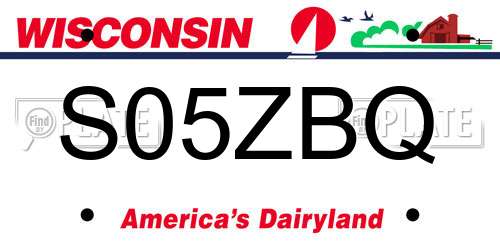 S05ZBQ Wisconsin License Plate