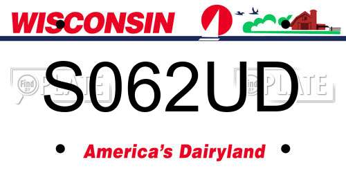 S062UD Wisconsin License Plate