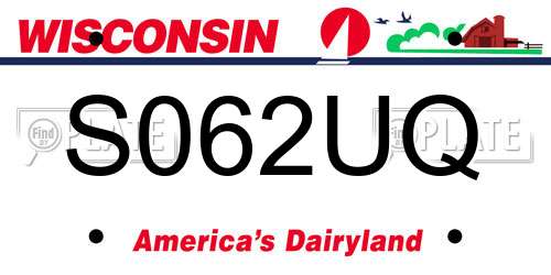 S062UQ Wisconsin License Plate