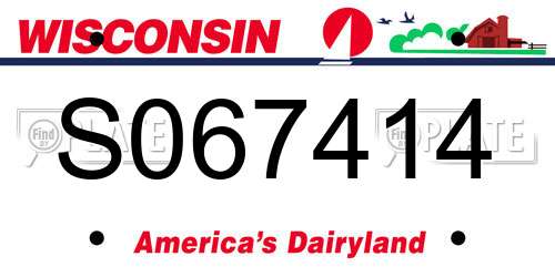 S067414 Wisconsin License Plate