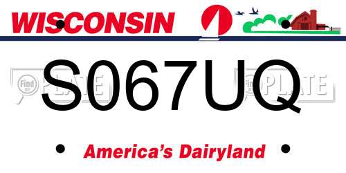 S067UQ Wisconsin License Plate