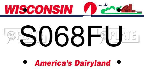 S068FU Wisconsin License Plate