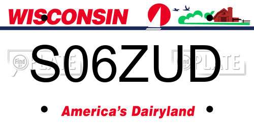 S06ZUD Wisconsin License Plate