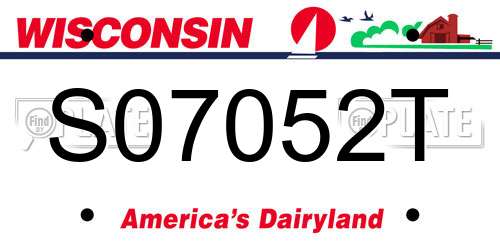 S07052T Wisconsin License Plate