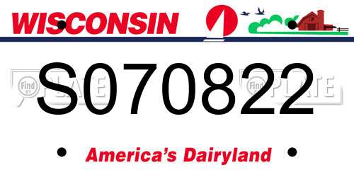 S070822 Wisconsin License Plate