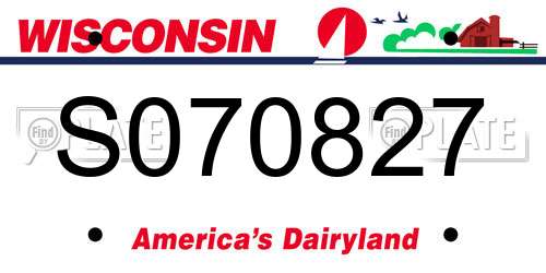 S070827 Wisconsin License Plate