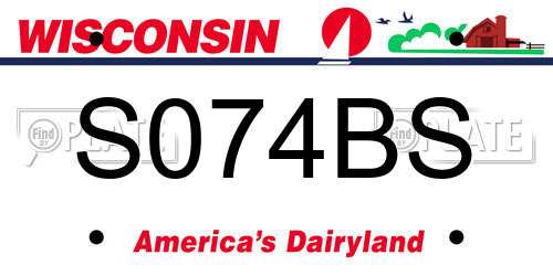 S074BS Wisconsin License Plate