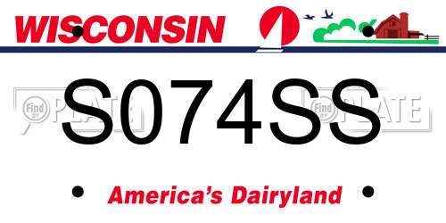 S074SS Wisconsin License Plate