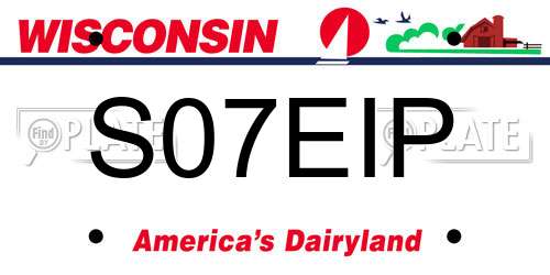 S07EIP Wisconsin License Plate
